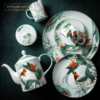 Luxury Modern Floral Bird Decal Ceramic Bone China Dinnerware Plates Set