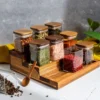 4Pcs Acacia Wood Cover Seasoning Jar