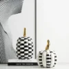 Geometric Checked Pumpkin Ceramic Jar