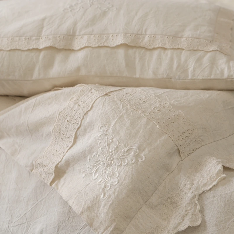 Natural-Health-Cotton-And-Linen-Bedding-Set-Plain-Color-French-Style-Vintage-Duvet-Cover-Set-Flat-2