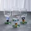 High Borosilicate Sapphire Glass Goblet Vertical Pattern