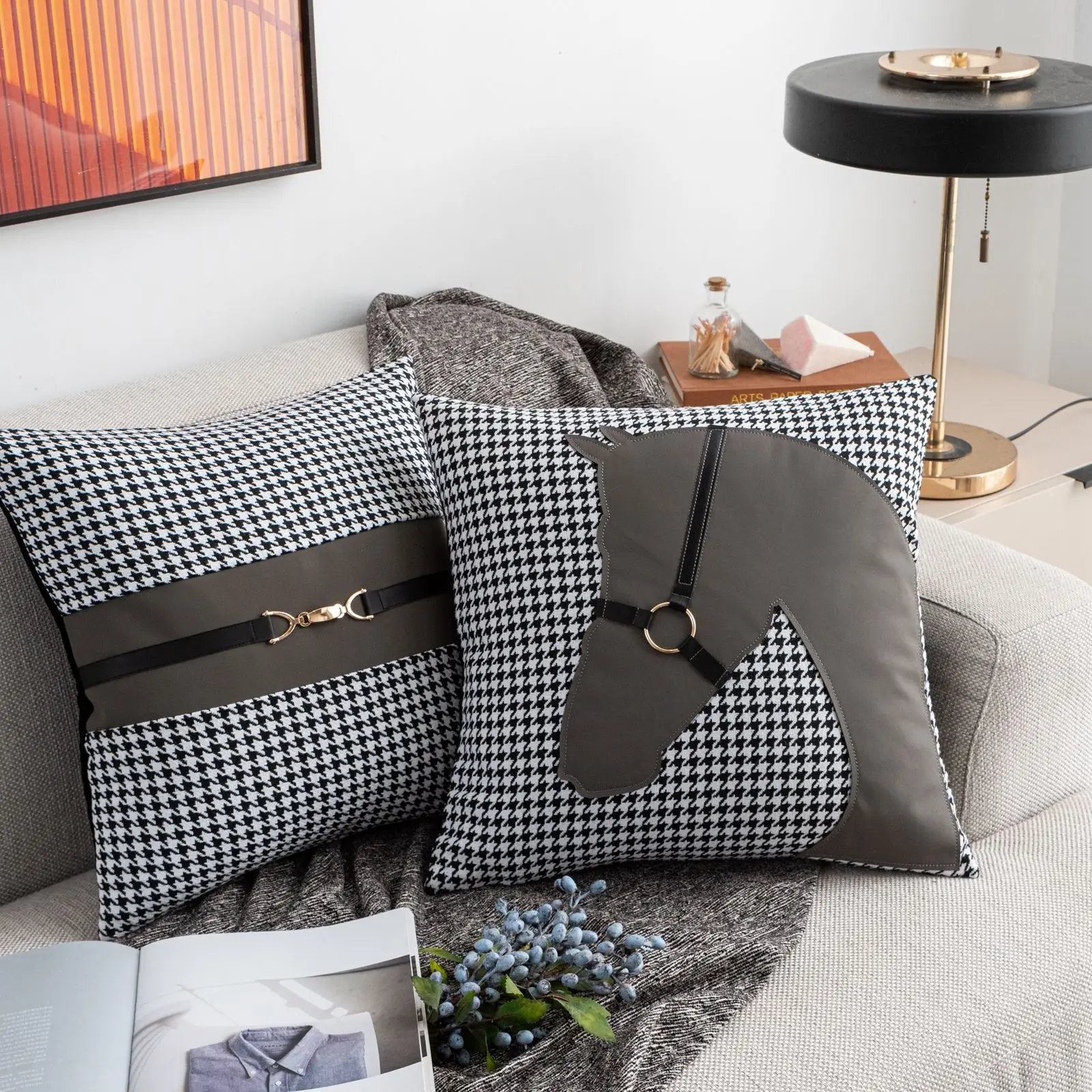 Houndstooth-Faux-Leather-Horse-Buckled-Sofa-Cushion-Cover-45×45-Pillows-Pillowcase-Home-Seat-Car-Decor-Throw-2 Houndstooth-Faux-Leather-Horse-Buckled-Sofa-Cushion-Cover-45×45-Pillows-Pillowcase-Home-Seat-Car-Decor-Throw-2